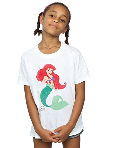 Disney niñas Princesses Classic Ariel Camiseta 5-6 Years Blanco