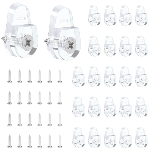 Molain 25 Stück Halterungen Für Glasscheiben, Spiegelhalter Glashalter Spiegelclip Glashalter Klammern Kunststoff Möbel-Zubehör Glas-Clips mit 36 Schrauben für Spiegel/Glasbilder/Fotos
