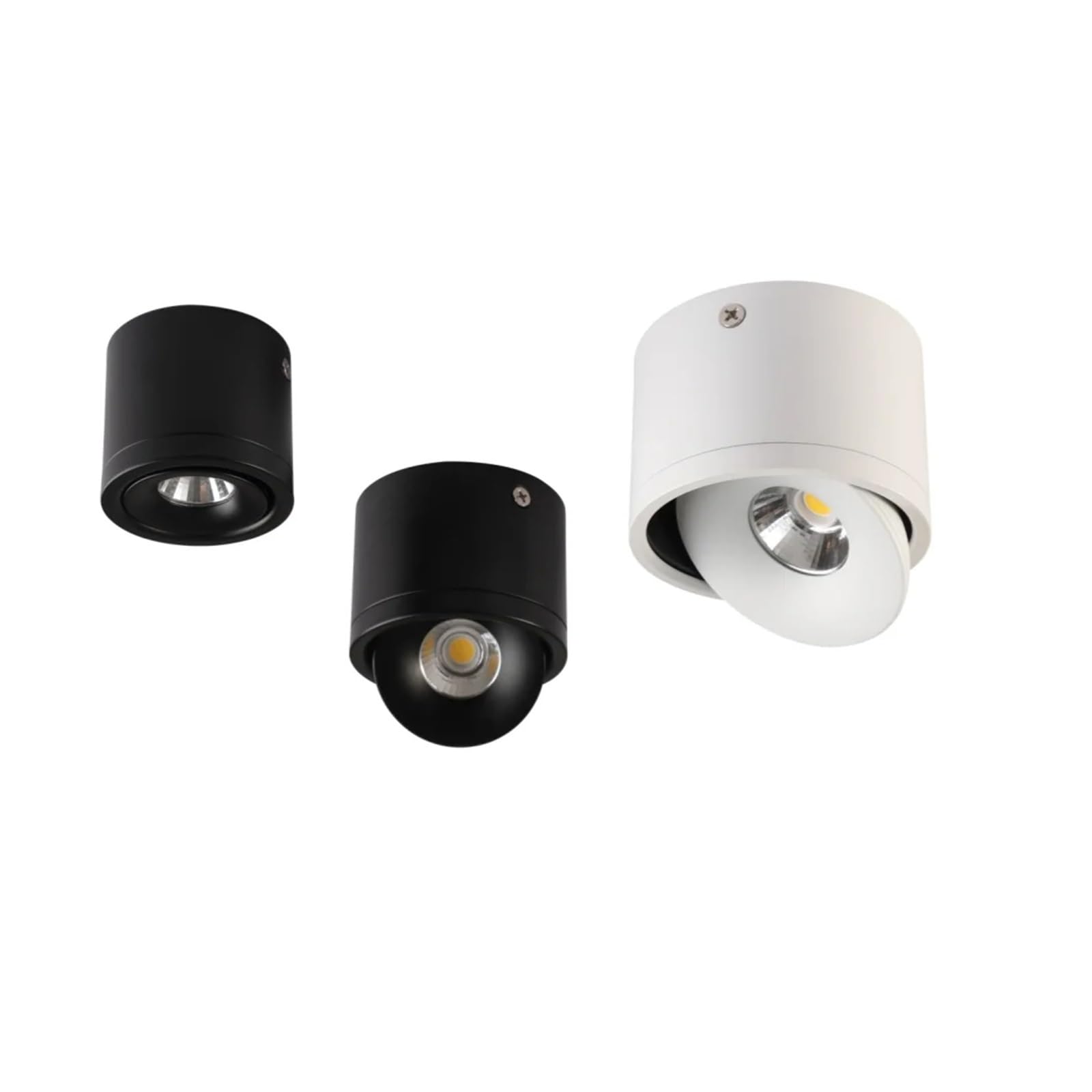 Ściemnialna lampa sufitowa LED montowana na powierzchni 7W15W18W24W, czarna, sufitowa lampa COB, obracane tło, światło punktowe do domu Koncert i wesele(Nero,Warm,12W Dimmable D74MM)