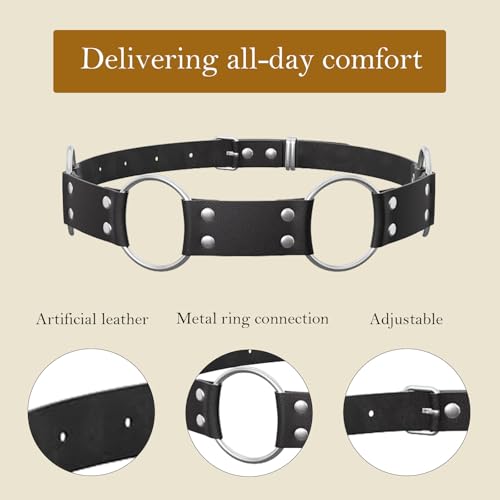 Ladies' Punk Style Eyelet Y2K Leather Belts with Metal Link Tassels Adjustable Clasps Garter Straps Harness4