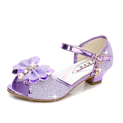 OMEARK Ballet Flats for Girls Toddler Princess Kids Party Dress Shoes Open Toe Rhinestone Bow Ankle Buckle Sandals Soft Wear-Resistant for Wedding Flower Little Kid/Big Kid