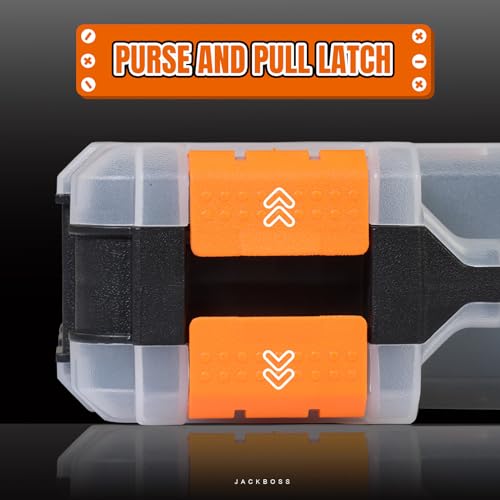 Tool Box with Transparent Lid, Double Side 34-Compartments Organizer Box with Removable Dividers for Hardware, Screws, Bolts, Nails, Beads, Jewelry and Fishing Accessories, Orange, 2 Pack - Image 5