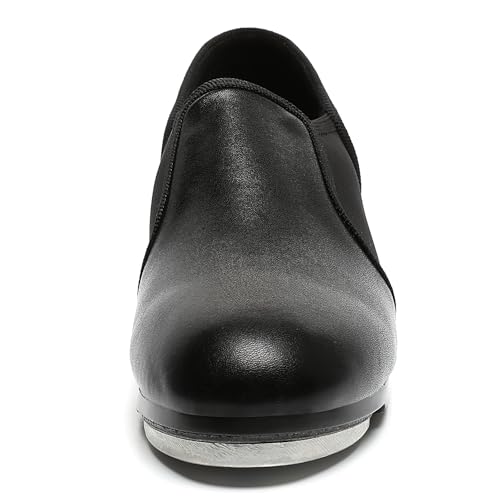 Child Tap Shoes Leather Tap Dance Shoes Non-Slip Jazz Shoes for Girls Boys,Black4