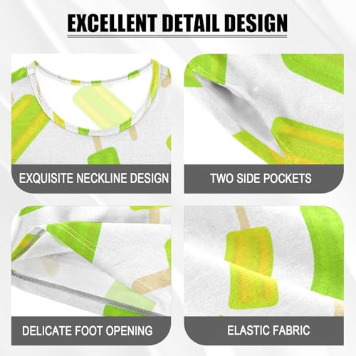 Ice Cream Lime Pajama Set Short Sleeve Summer Pajamas Sleepwear Nightwear Set Cotton 5Y4