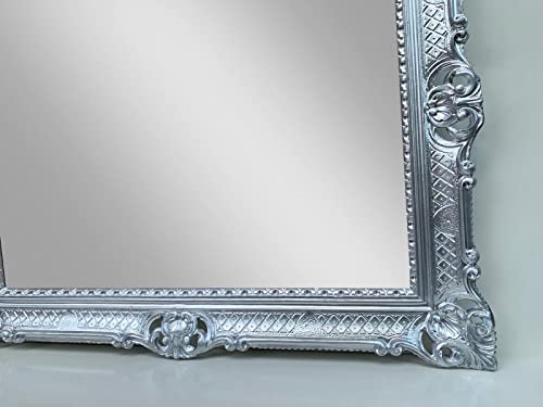 Marco de fotos barroco de 50 x 70 cm, cuadro publicitario, cuadro de menús, marco de fotos grande XXL, marco antiguo, 90 x 70 cm, marco de póster para colgar, marco de espejo (plata)