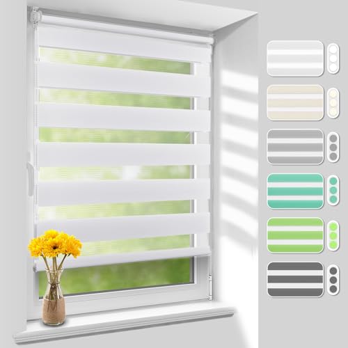 Homland Doppelrollo Klemmfix ohne Bohren B40 x H210 cm(Stoffbreite 35cm)...