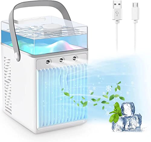Mini Air Conditioner, 4 In 1 Portable Air Cooler, 3 Speeds Evaporative Air Cooler, Desk Air Conditioner For Room Car Office Camping, Cordless Ac Desktop Spray Fan, Desktop Cooling Fan #TOP10