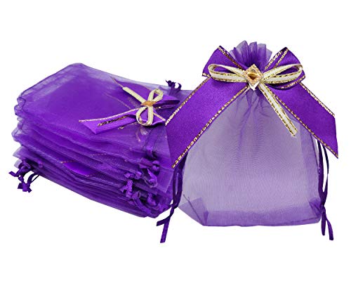 Sanrich 50 Bolsas de Organza Transparente de 10 x 12 cm, Bolsas con cordón para Regalos de Boda, Bolsas de Regalo para exhibición de Negocios