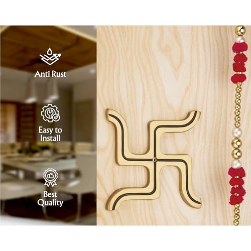 Image of COMPASS Brass Home Decorative Decor SWASTIK 卐 Wall Hanging Showpiece Antique | DI SW| Size:- 15 X15 cm | Pack Of 1