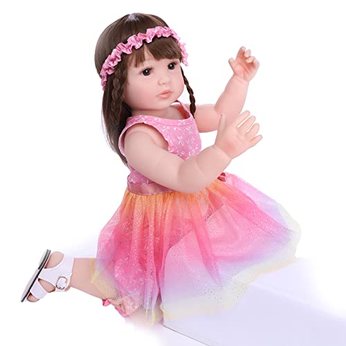 ZIYIUI 22 Zoll 55 cm Realistische Reborn Babypuppen Silikon Vinyl Reborn Baby Mädchen Handgemacht Junge Mädchen… – Bild 5