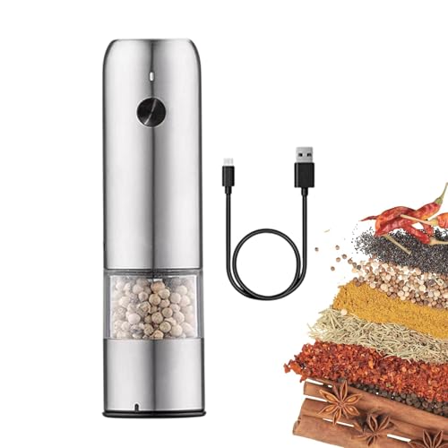 Molinillo de pimienta automático - Juego de molinillo de sal y pimienta eléctrico, molinillo de sal recargable por USB, pimentero | Molinillo automático de sal y pimienta recargable por USB con cubier