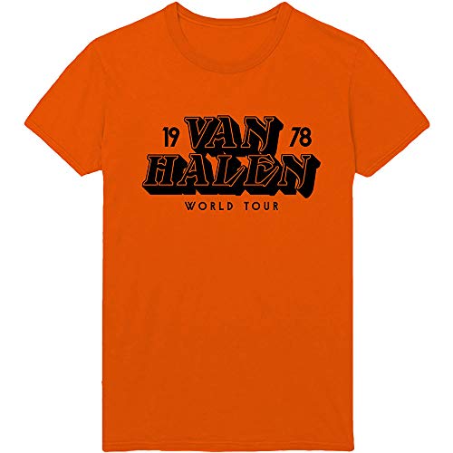 Image of Van Halen World Tour '78 Official Tee T-Shirt Mens Unisex (XX-Large) Orange