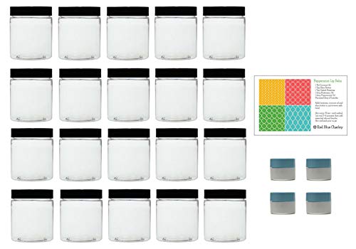 Clear 4 Ounce PET Round Plastic Jars with Black Lids, and 4 Mini Jar, 20 Pack (C4BM20)