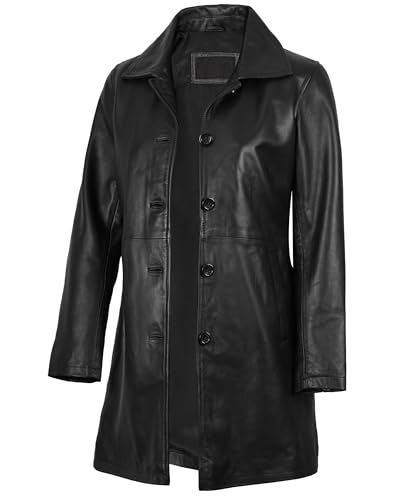 Decrum Leather Coat Women - Real Lambskin Car Coat Style 3/4 Length Womens Leather Coat