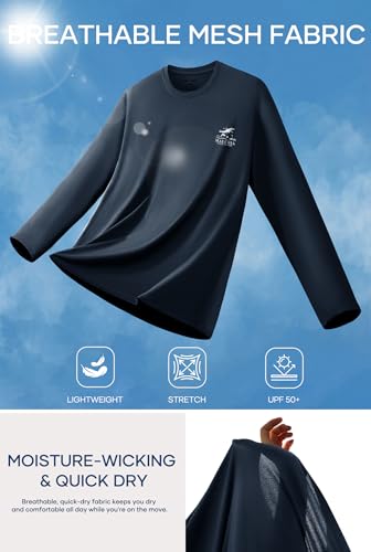 Image of Mens UPF 50+ Rash Guard Quick Dry Lightweight Summer UV Sun Protection Long Sleeve Swim Shirt (S-XXL)