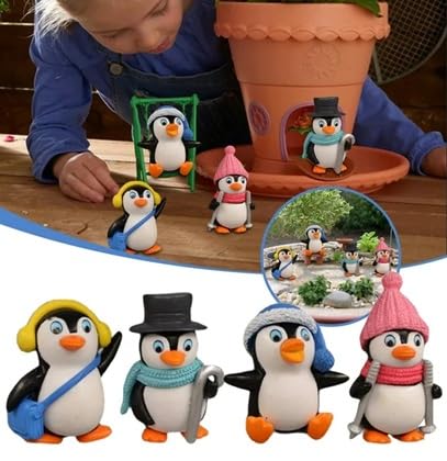 Image of Mini Action Figures, Multiple Character Collectible Set, Car Dashboard, Decoration & Cake Topper Toys for Fans (4 Pcs Cute Winter Ski Penguin 3D)