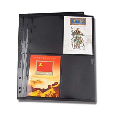 MUROAD Briefmarkenseiten für Briefmarkenalbum Binder, 10 Blatt (20 Seite) 4 Taschen Seiten für Briefmarkensammler, Professional Pack (4 GridS)