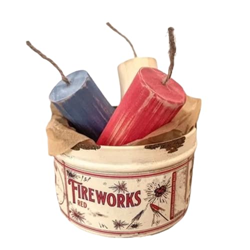 - Lata con caja de madera divertida en rojo y blanco, decoración patriótica para el día de los recuerdos para la mesa del hogar (3 unidades) Z (One Size)