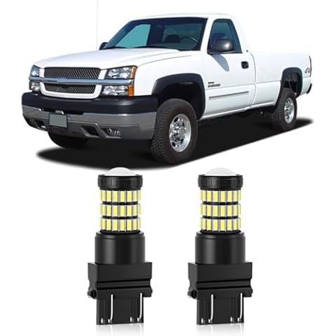 MEALAM Xenon White 3157 3057 3156 LED Bulbs with Projector Back Up Reverse Lights Compatible with 1999-2013 Chevrolet Silverado/GMC Sierra, Pack of 2 Cover