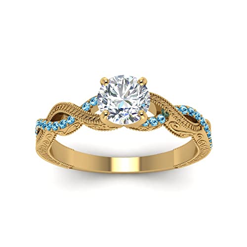 Anillo de compromiso vintage tallas 47 a 70 grabado a mano con tu piedra preciosa ideal