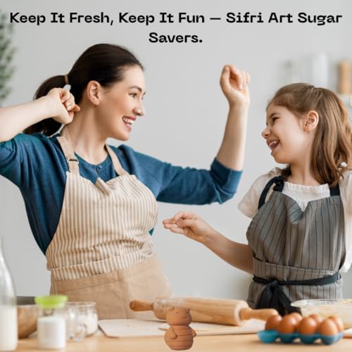 Image of Sifri 3D Brown Sugar Keeper 2-in-1 Set - Terracotta Clay Bee & Spoon Saver Softener - Cute Kitchen Storage & Freshness Holder for Sugar - Gift for Bakers (1, Bee and Spoon)