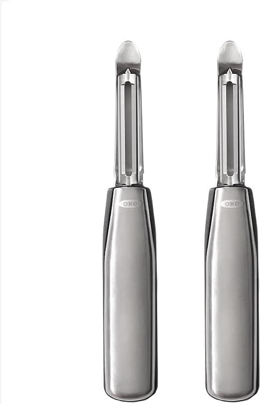 OXO Pelador giratorio de acero para frutas, manzanas y patatas, verduras, paquete de 2