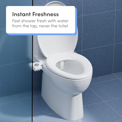 TUSHY NEW Fresh Dual Nozzle Cool Water Bidet: Ultra Slim Toilet Seat Attachment Sprayer with Luxury 2 in 1 Front & Rear, Self-Cleaning, 180º Clean, (DIY Install, 10 Minutes), Non-Electric, Chrome Knob - Thumbnail 6