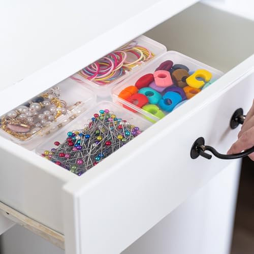 Image of Vin Beauty 6 Pcs Mini Plastic Storage Containers Box, 3.3x2.4x1 Inches Small Storage Containers Clear Rectangle Box Organizer Empty Beads Organizers for Collecting Jewelry, Cards, Crafts