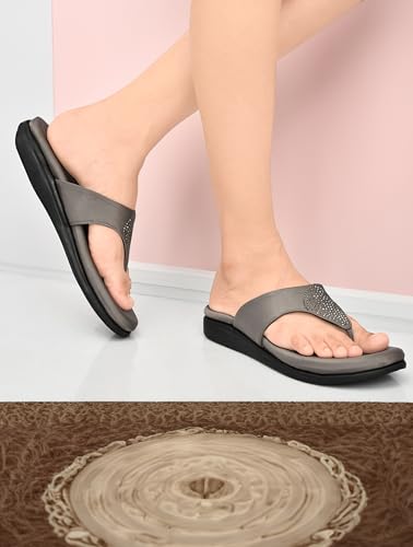 Image of HEALTH FIT EXTRA SOFT Women's Comfortable Memory Foam Doctor Slippers /Flip-Flops|Fashionable Casual & Stylish|Lightweight & Breathable|Outdoor Synthetic Casual Chappals Sandals Ladies & Girls HF21