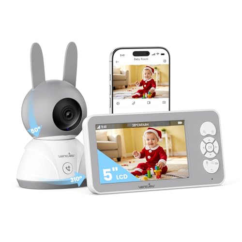 wansview Babyphone mit Kamera 2,4/5 GHz WLAN- 5' 1080P Video babyfone mit...