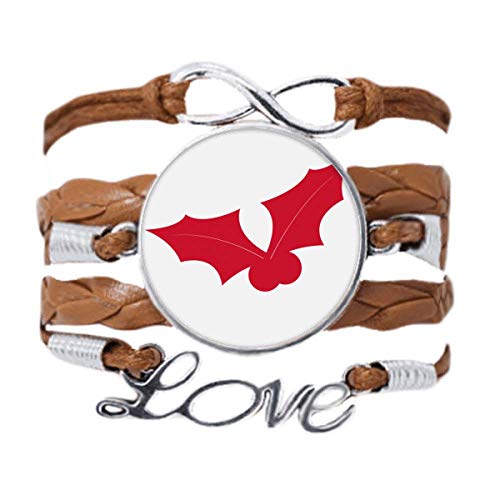 Bracelet noël leaf red festival en cuir tordu, le cadeau idéal plein d'amour