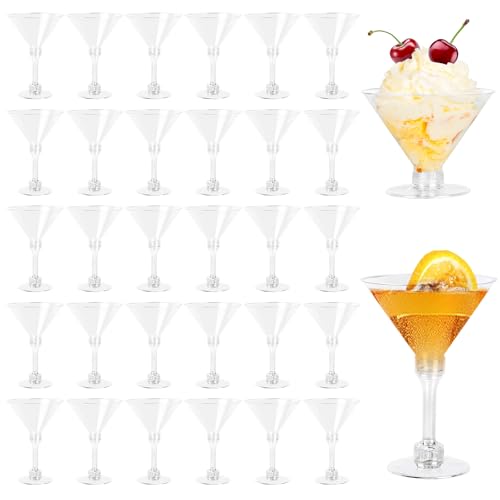 Mispudin 30 Pezzi Bicchieri da Martini in Plastica, 150ml/5oz Riutilizzabili Bicchieri da Margarita, Bicchiere Martini Trasparente, Bicchieri Margarita Cocktail per Compleanni, Matrimoni, Feste