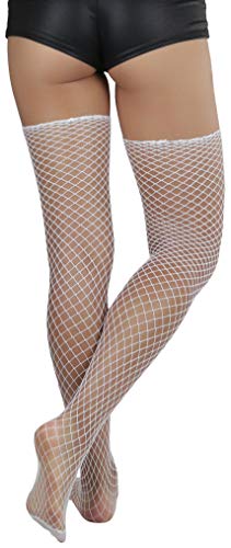 Image of ToBeInStyle Women's Seductive Punk Rock Basic Unfinished Rawedge Fishnet Thigh Highs