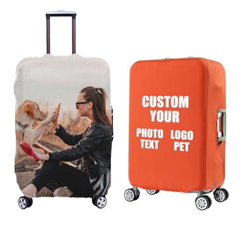 HJX Personalized Luggage Cover - Custom Luggage Covers with Text Photo, Double-Sided Design Customized HD Printing Durable and Scratch-Resistant Perfect Personalized Gift (Style 1)