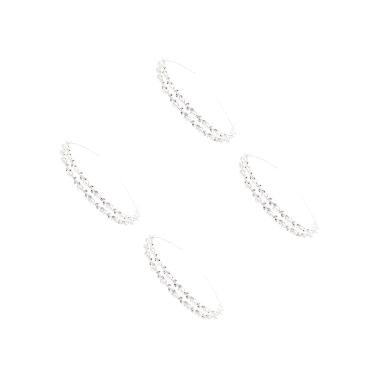 VICASKY 4 Pezzi Cerchietto Sposa con Doppio e Foglie Accessorio Matrimonio per Sposa e Damigelle Raffinato