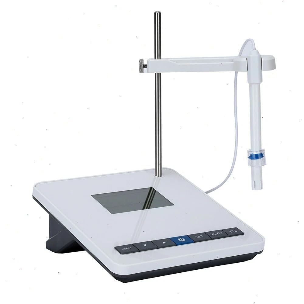 Lab pH Tester PH Meters with pH Buffer Powder E-201-C Electrodes Q9 Connector 2 Points Calibration pH Range 0.00～14.00 Resolution 0.01 Manual Temperature Compensation LCD Display Method