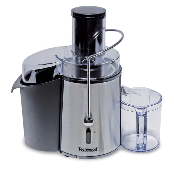 Techwood Centrifugeuse Inox - 2 Vitesses, Filtre Inox, Sécurité Thermique, Récipients 1L/2L, Pieds Anti-Dérapants, 1000W