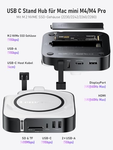 Image of Lemorele Mac mini M4 Docking Station - Dual HDMI + DisplayPort withTriple Monitor Support