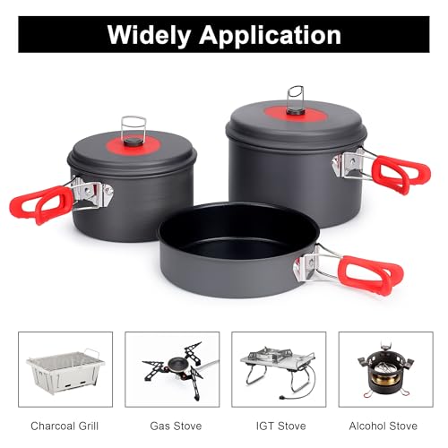 Alocs Camping Cookware Set Camping Gear, Compact Camping Pots and Pans Set, Durable Hard Alumina Camping Cooking Set for Outdoor Backpacking Camping Hiking Picnic, Included Mesh Carry Bag - Image 6