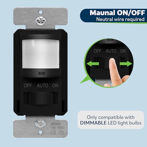 Image of TOPGREENER in Wall PIR Motion Sensor Light Switch, Need Neutral Wire, 1Pack