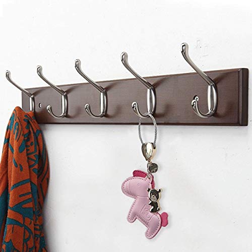 HJW Praktische opbergrek achter de deur ingang plank met 3 haken, wandmontage functie opbergrek voor woonkamer slaapkamer gang balkon display 48 cm x 7 cm x 1,5 cm 1Huiyang-01020, bruin - Image 3