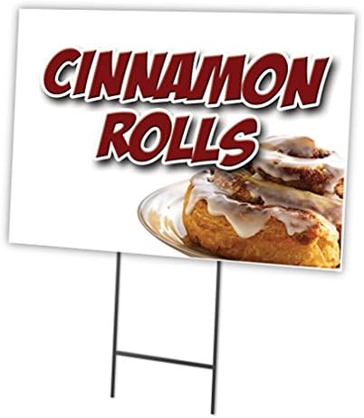 Cinnamon Rolls 12"x16" Yard Sign & Stake | Advertise Your Business | Stake Included Double Sided Image | Made in The USA