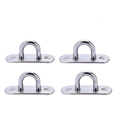 Annakideya 4pcs 6mm Eye Plates Hook Best 304 Stainless Steel Staple Ring Hook with Heavy Duty Ellipse M6 Cover