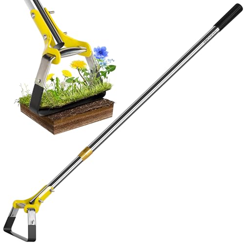 Rhino-House Hula Hoe Garden Tool with Long Telescopic Handle - Heavy Duty Stirrup Hoe with No Assembly Required - Stainless Steel Height Adjustable Action Hoe Weeder.