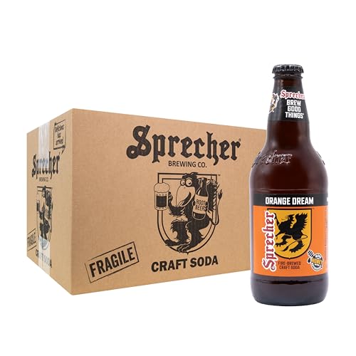 Sprecher Orange Dream Soda in 16 fl oz Glass Bottles (12 Pack), Fire Brewed Craft Orange Cream Soda with Real Honey, Naturally Flavored Gourmet Soft Drink