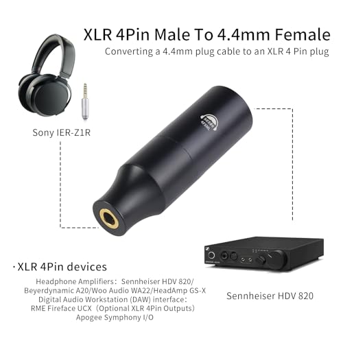 Conector de conversión 4 Pin XLR macho a 4.4MM hembra miniatura 4