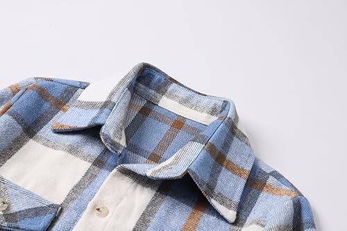 Kids Plaid Flannel Shirt for Boys, Fashion Long Sleeve Button Down Casual T Shirt3