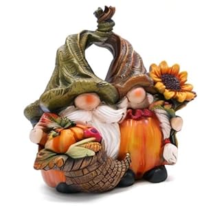 Hodao Harvest LoveThanksgiving Pumpkin Gnome Couple Embrace Figurines Adorable Fall Pumpkin Gnomes Home Indoor Tabletop Decoration Fall Thanksgiving Gifts