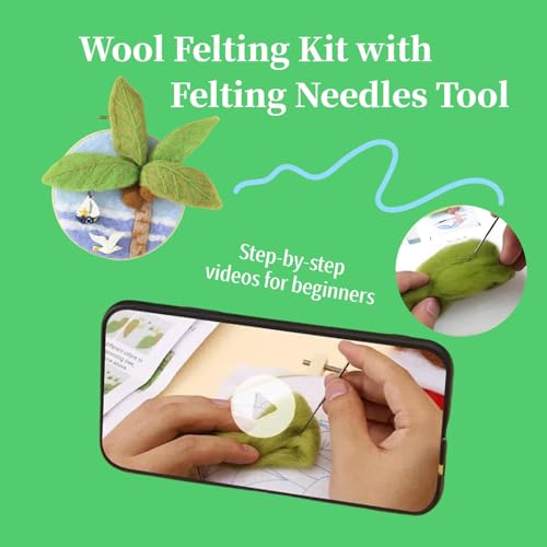 Image of Fazanwey Needle Felt Starter Set,Felting Kits for Beginners Adult Needle Felting Kit Beginner Wool Felting Kit (Seabird)
