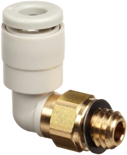 SMC KQ2L04-M6A PBT & Brass Push-to-Connect Tube Fitting, 90 Degree Elbow, 4 mm Tube OD x M6x1.0 Male